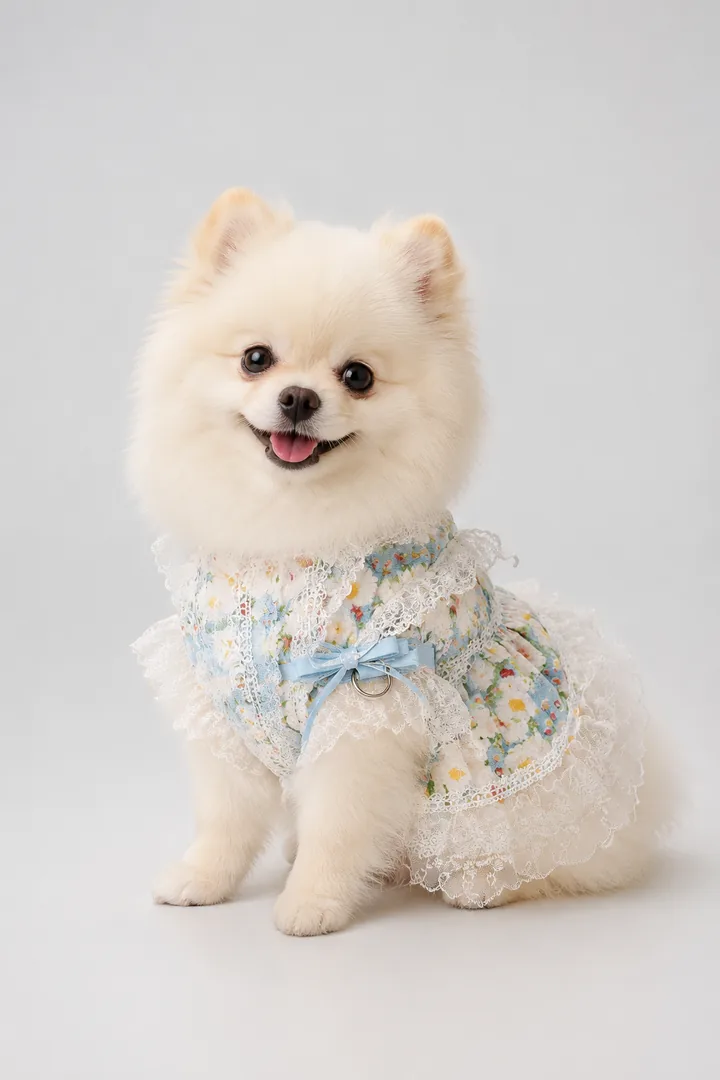 DreamPaw AI pet portrait featuring a floral outfit